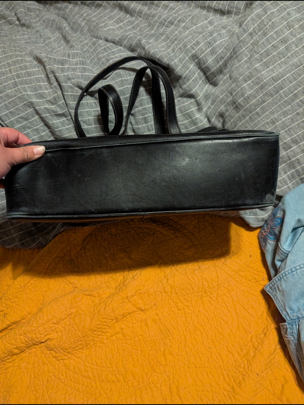 Coach Black Leather Tote Bag Computer Bag - Picture 5 of 7